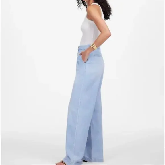 Madewell The Harlow Wide-Leg Trouser Jeans Airy Denim Tencel Light Blue 27 NWT - Picture 3 of 16